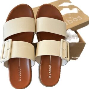 Sandals comfort support Cream and Brown Ladies 10 size (40) NWB